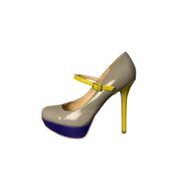 Steve Madden Womens Platform Pumps Size 9.5 Gray Yellow Blue - Picture 6 of 8